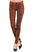 VIRGIN ONLY Women’s Printed Skinny Jeans With Stretch Fabric (Brown, Size 9)