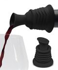 Wine Stopper and Pourer –Black Silicone Two in One Accessory to Serve...