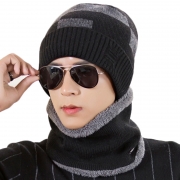 Winter Fashion Warm Women Men Hat +Scarf Sets Knit Solid Color Boy Plush Thick Cap O-Ring Collars Suit Adult 2pcs Crochet Hats – Men’s Hat Best Price