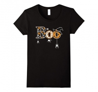 Womens Boo Halloween T-Shirt With Spiders And Witch Hat Medium Black.