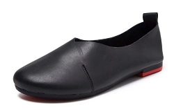 HKR-GF5805heise39 Women Leather Slip On Slip Resistant Work Shoes for Health Care & Food Service Black 7.5 B(M) US.