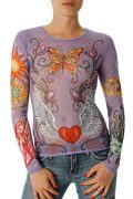 Women's Lavender Fairy Tale Mesh Tattoo Shirt