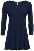 Womens Navy Tunic Long Flowy Loose Tunic Round Neck Tunic Tops