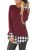 BLENCOT Women’s Color Block Long Sleeve Tunic Sweatshirt Tops With Kangaroo Pocket-Red Small.