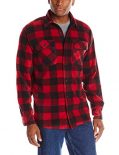 Wrangler Authentics Men's Long Sleeve Plaid Fleece Shirt, Red Buffalo Plaid, Large