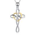 YFN Women Jewelry 925 Sterling Silver Platinum Polished Eternal Celtic Knot Cross...