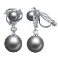 Yoursfs black double pearls Dangle Clip earrings For Women Elegant Faux diamond...