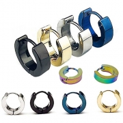 FIBO STEEL 4 Pairs Stainless Steel Round Stud Earrings for Men Women Ear Piercing Earrings Cubic Zirconia Inlaid,5MM