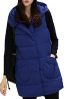 Zimaes Women Mid Long Performance Oversized Quilted Jacket Vest Navy Blue M